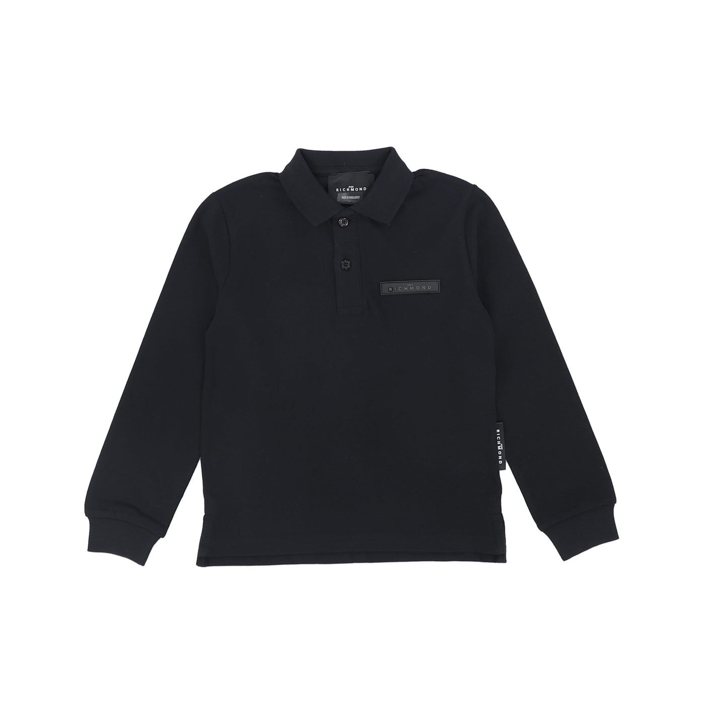 JOHN RICHMOND BLACK EMBOSSED LOGO POLO SHIRT