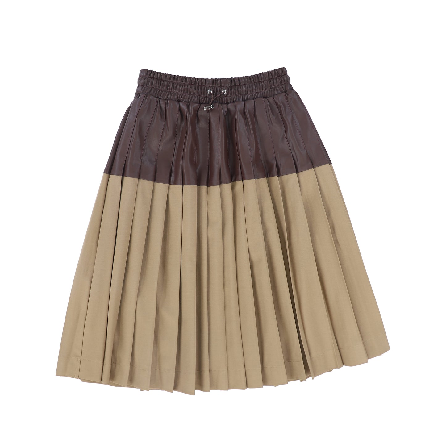 SOIR BROWN TWO TONE PLEATED SKIRT