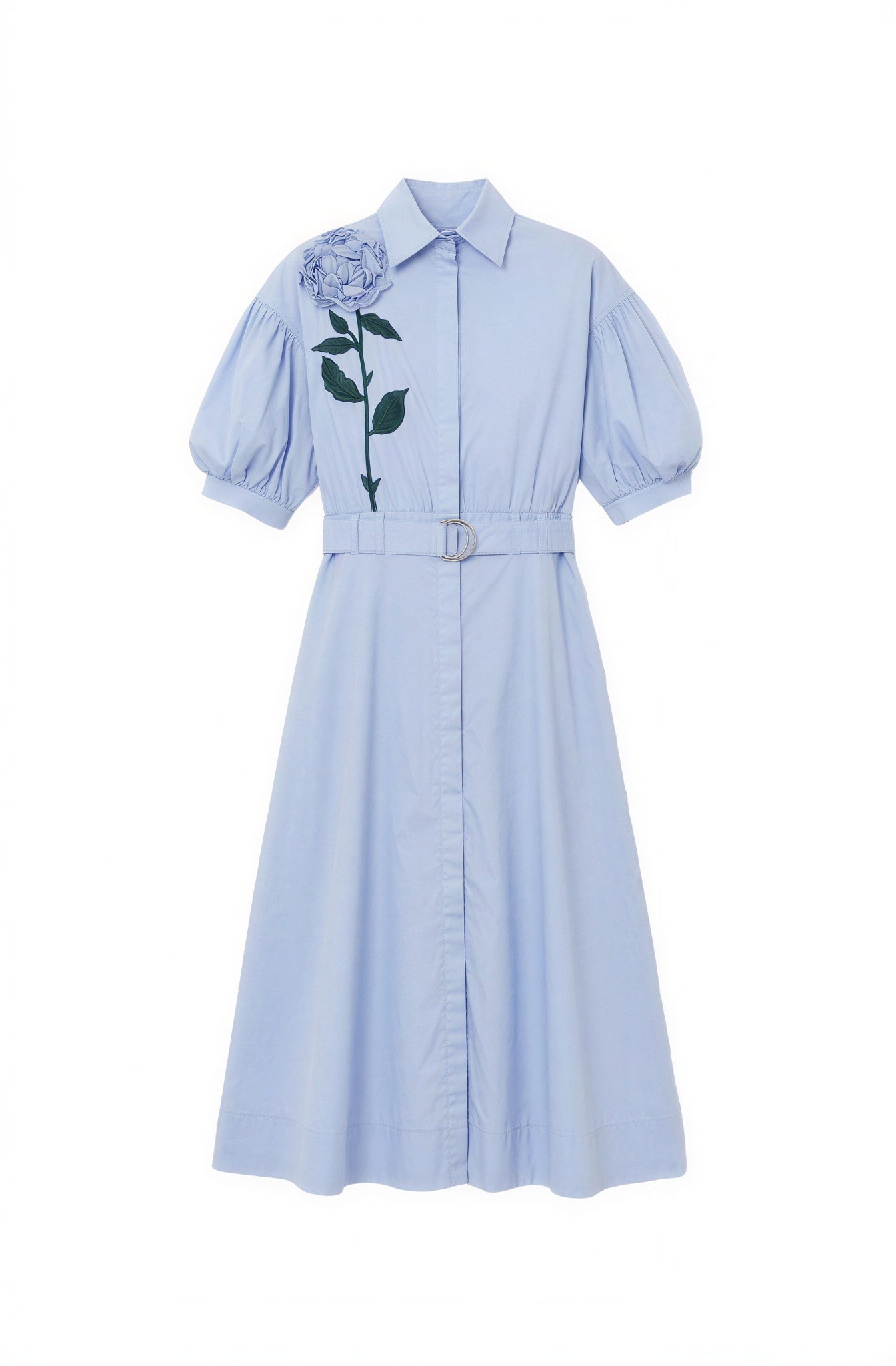 SOIR LIGHT BLUE FLOWER APPLIQUE COLLAR DRESS