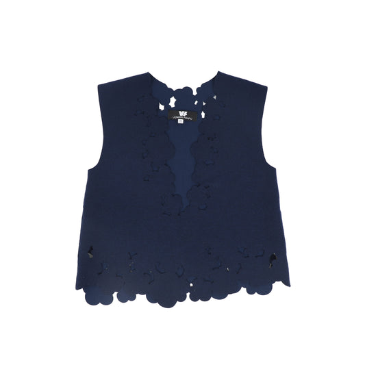 VENERA ARAPU NAVY EMBROIDERY HOLE VEST