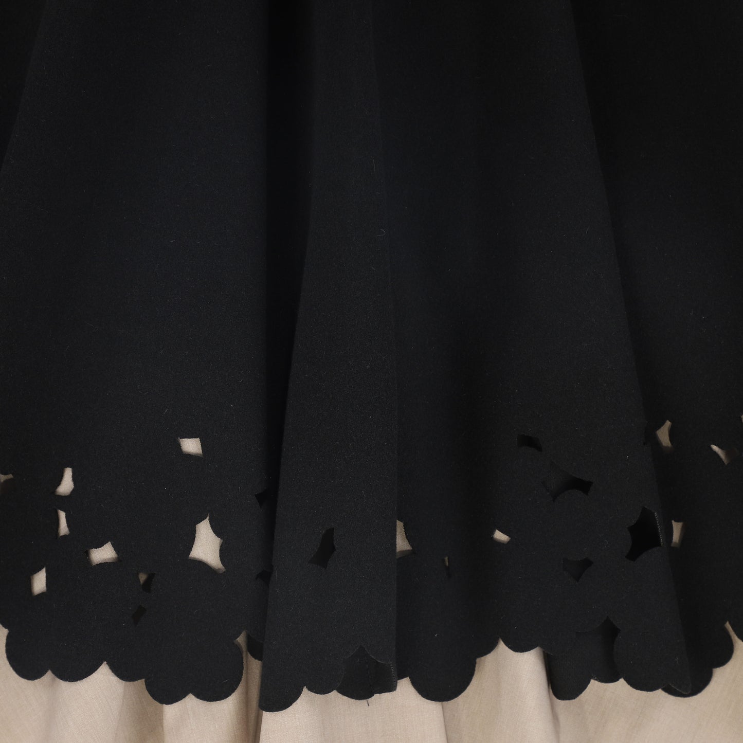 VENERA ARAPU BLACK EMBROIDERY HOLE MIDI SKIRT