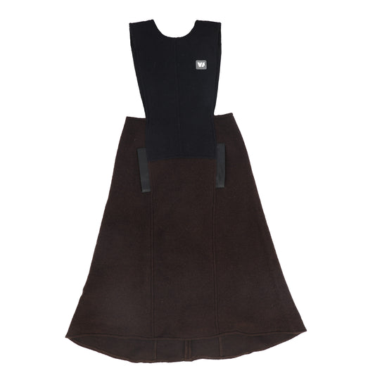 VENERA ARAPU BROWN WOOL OVERLAY LOGO DRESS
