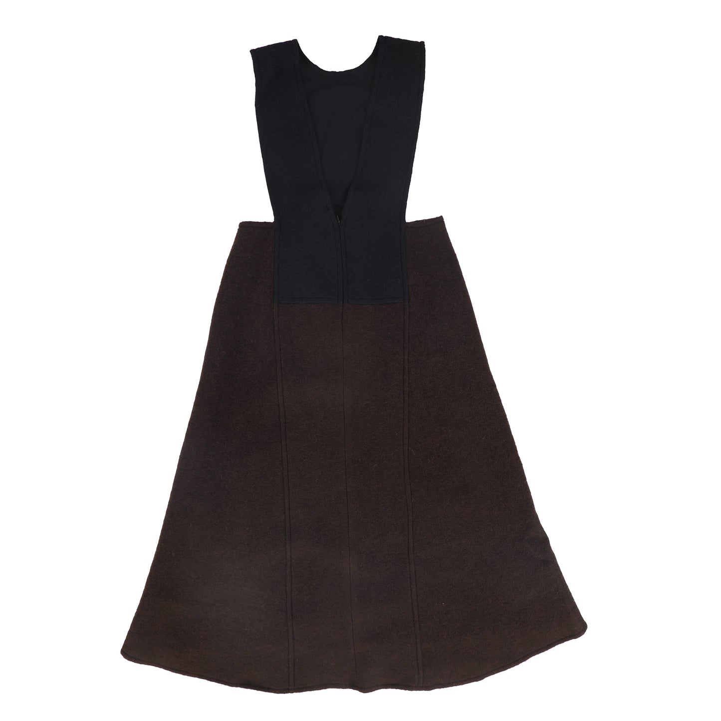 VENERA ARAPU BROWN WOOL OVERLAY LOGO DRESS