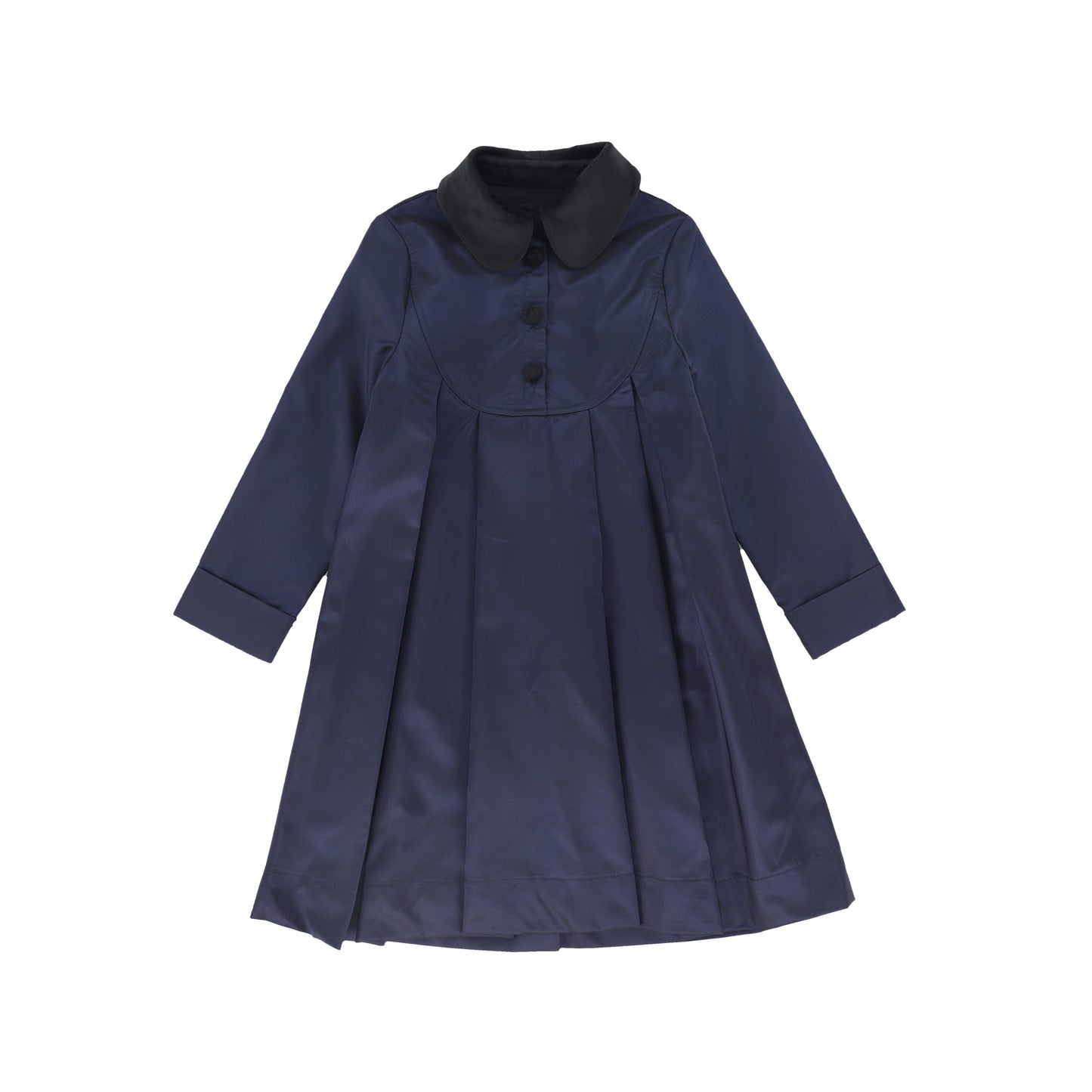 JOUET NAVY TAFFETA COLLAR BUTTON DRESS