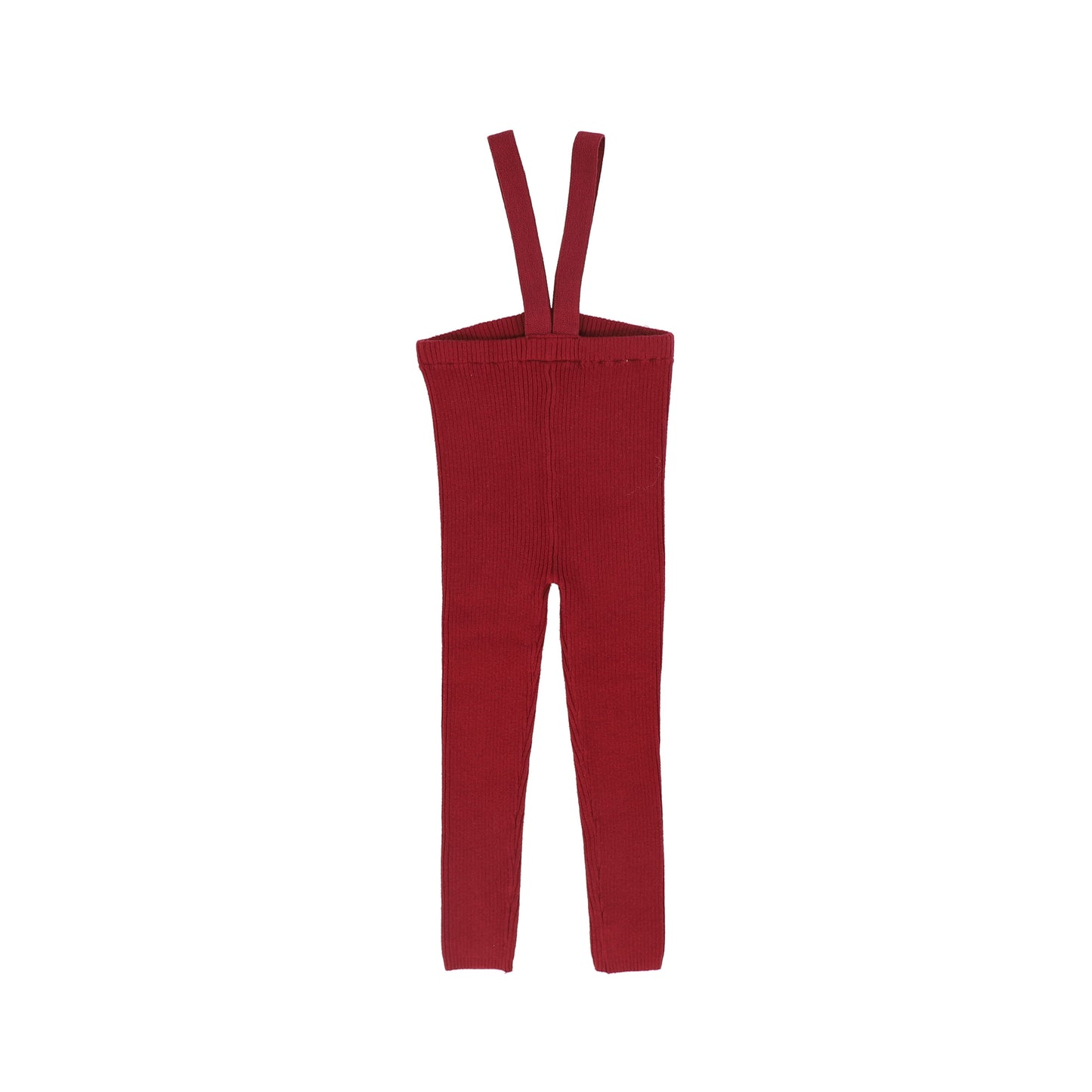 LIL LEGS DEEP RED KNIT SUSPENDER LEGGINGS