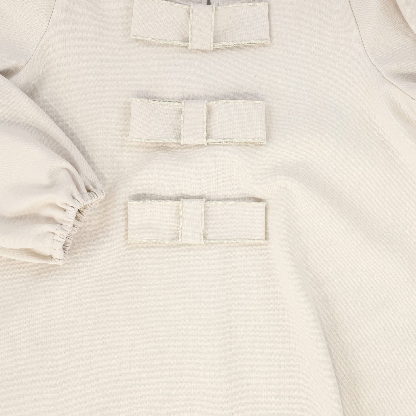 PICCOLA LUDO BEIGE BOW PUFF SLEEVE DRESS