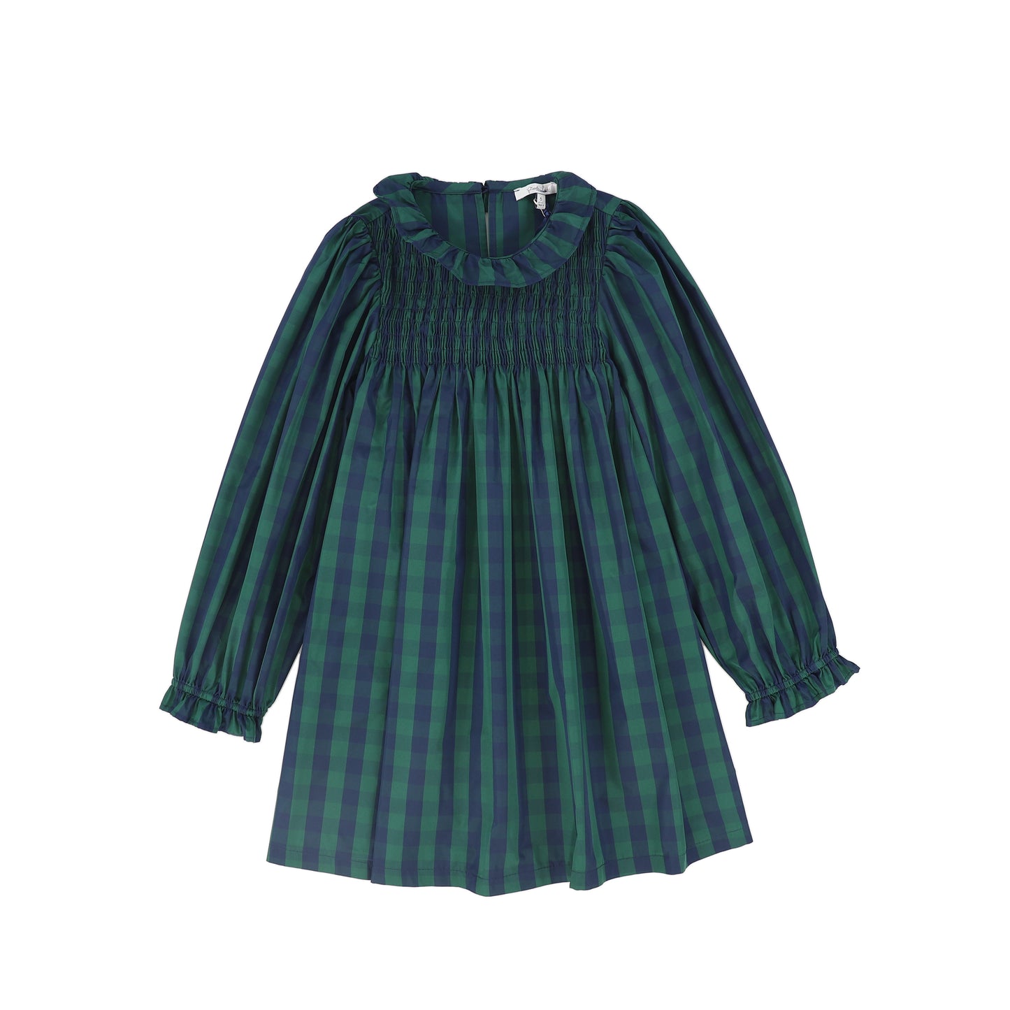 PICCOLA LUDO NAVY/GREEN STRIPE SMOCK DRESS