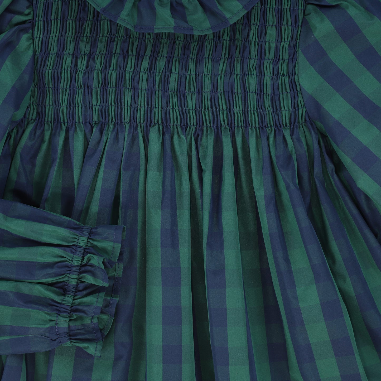 PICCOLA LUDO NAVY/GREEN STRIPE SMOCK DRESS