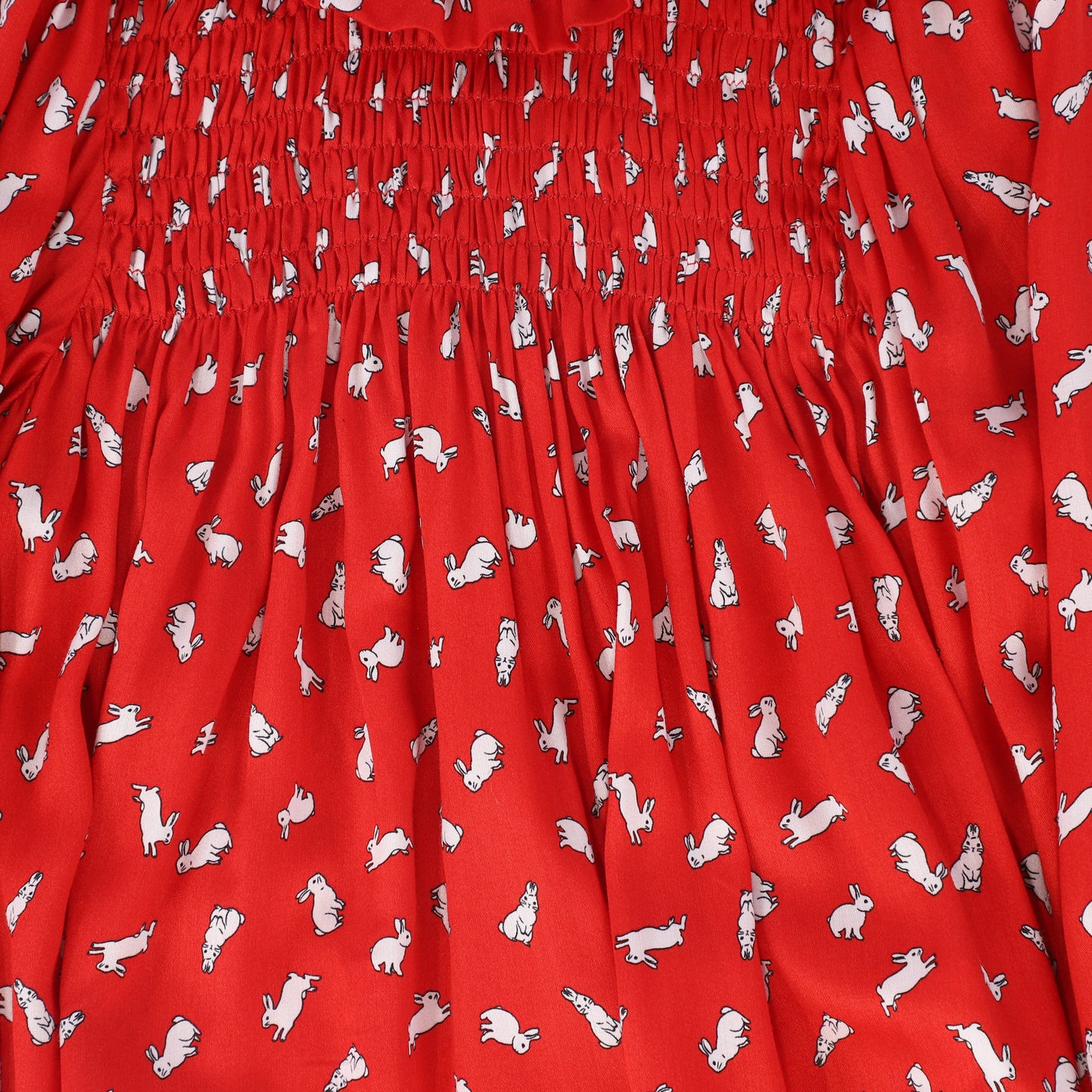 PICCOLA LUDO RED BUNNY PRINT SMOCK DRESS