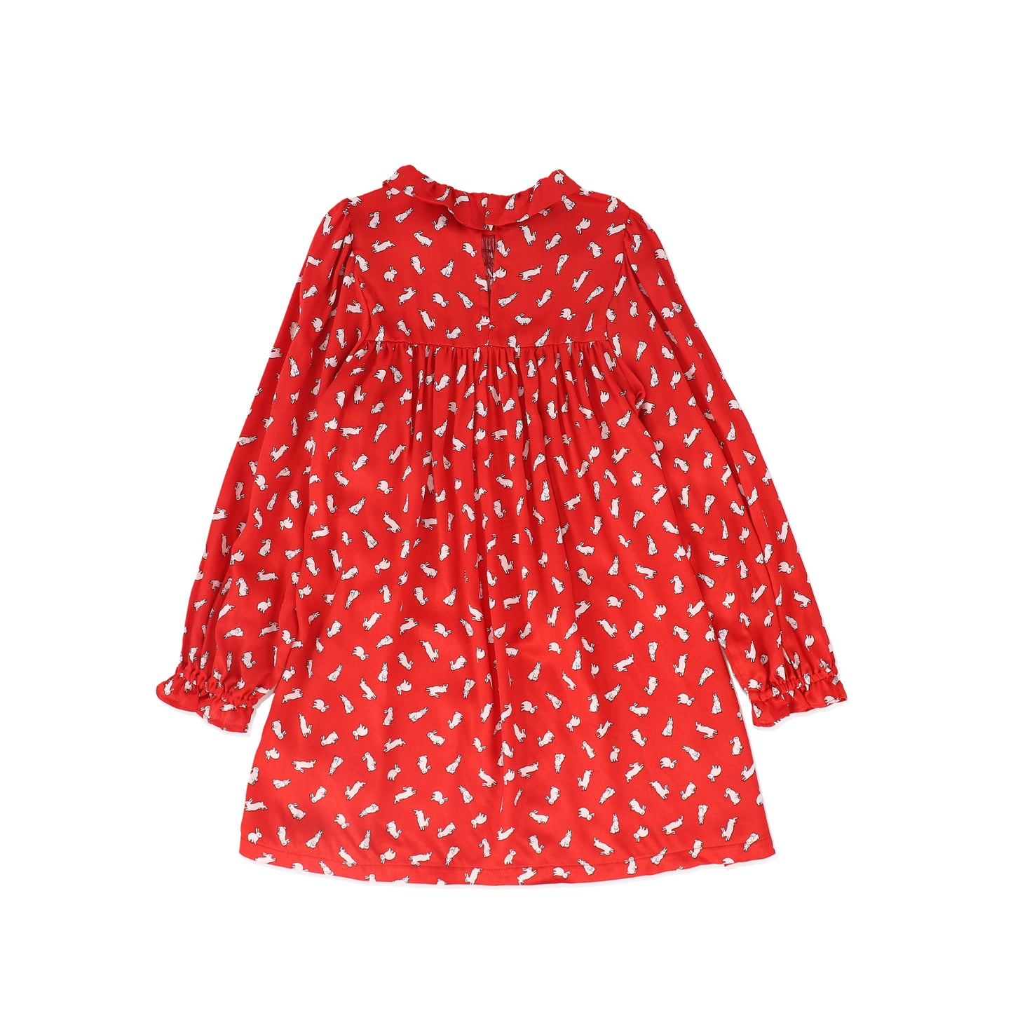 PICCOLA LUDO RED BUNNY PRINT SMOCK DRESS