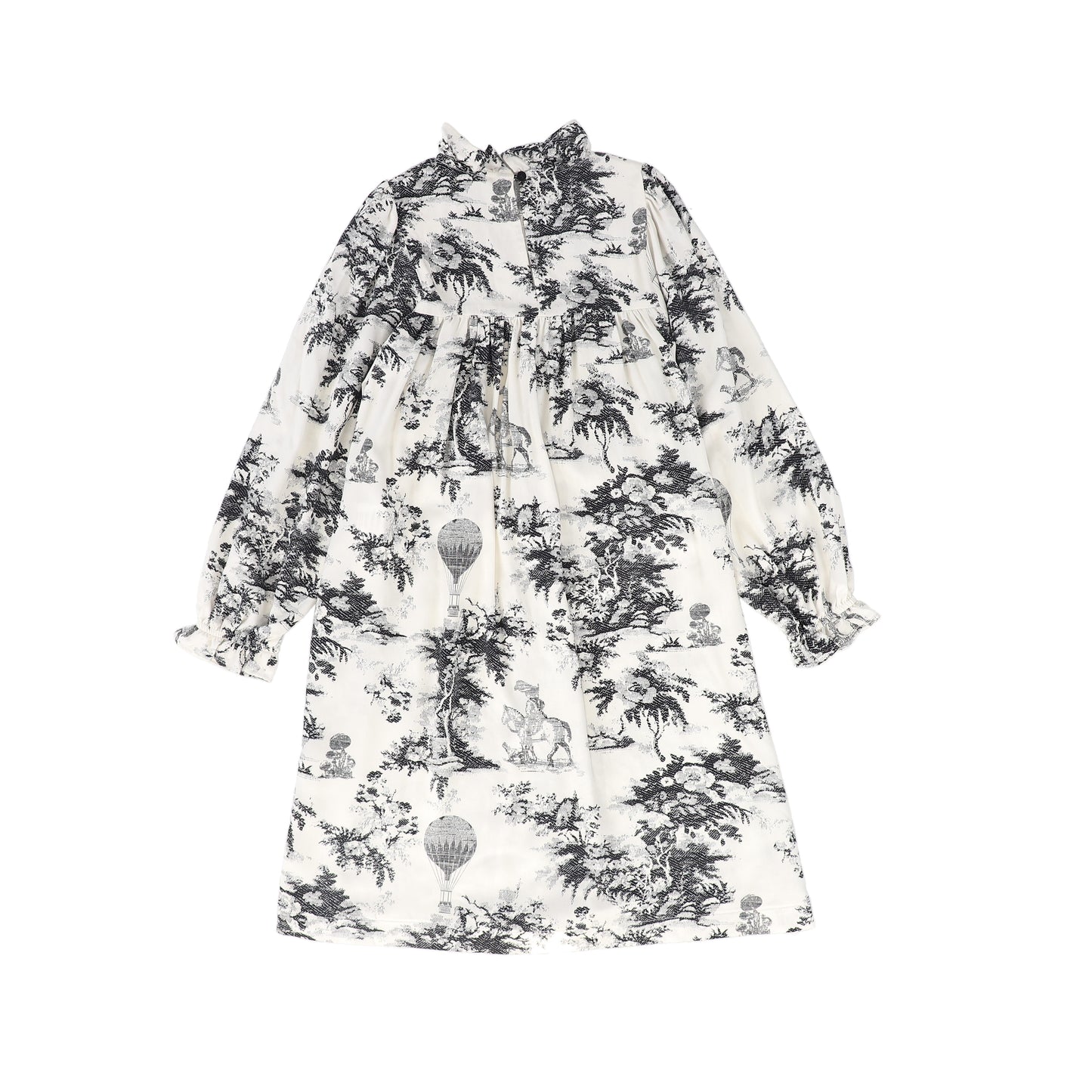PICCOLA LUDO BLACK/WHITE TOILE SMOCK DRESS
