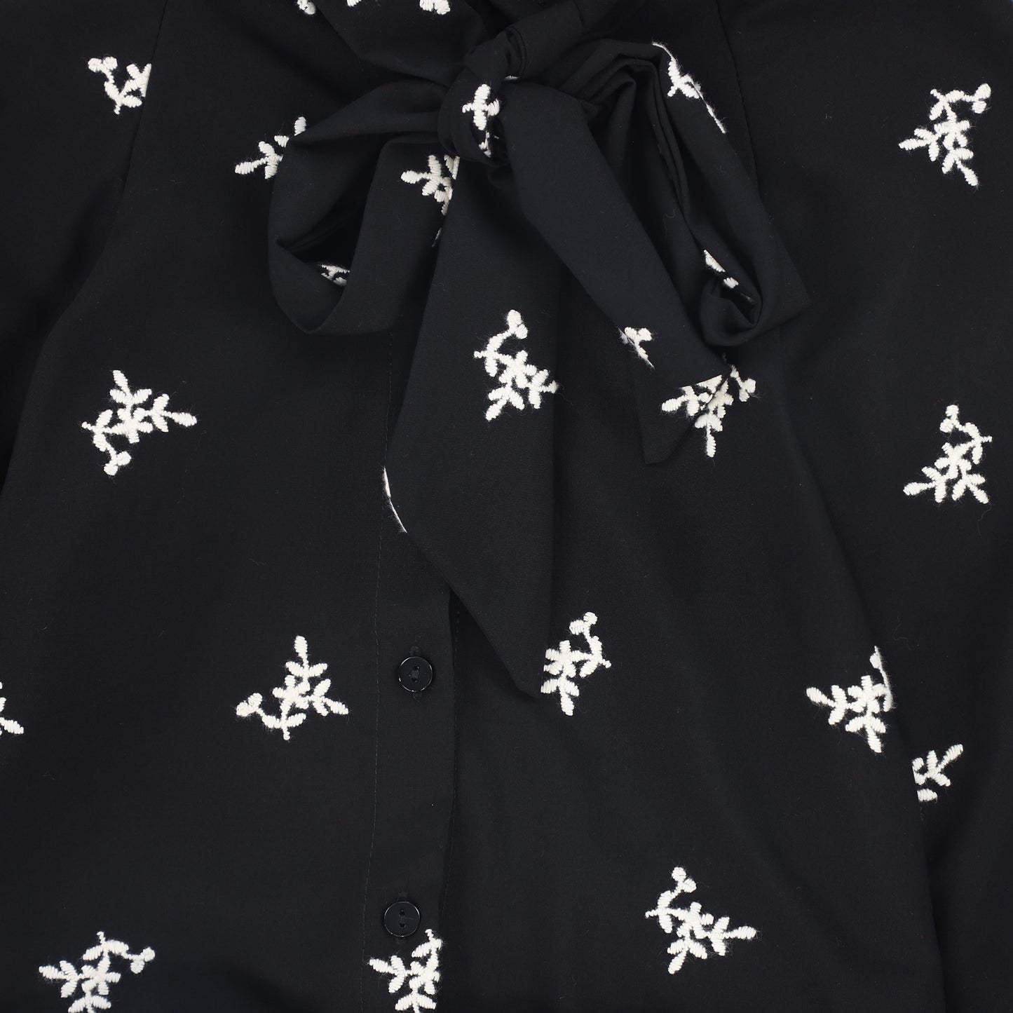 PICCOLA LUDO BLACK EMBROIDERED FLORAL TIE DRESS