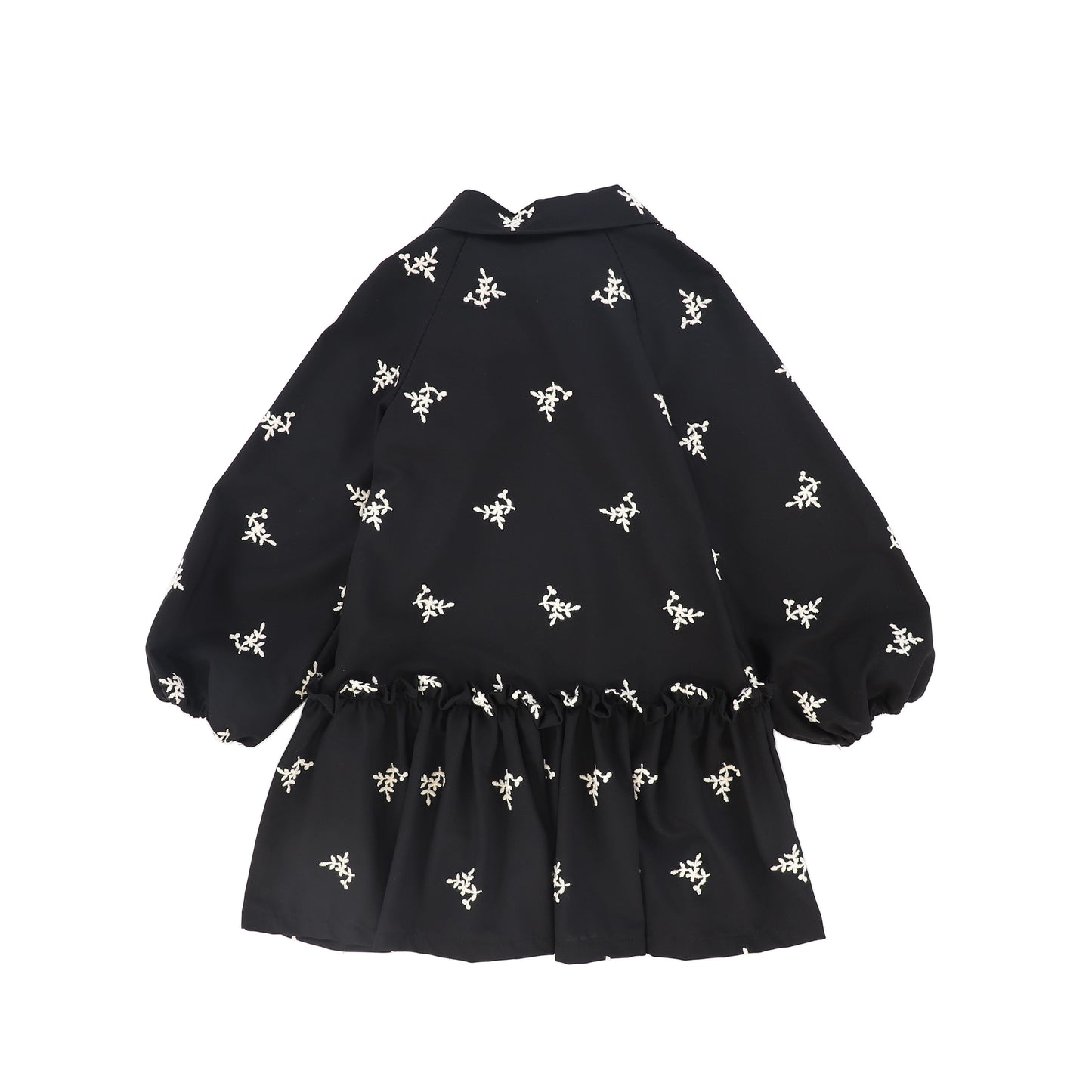 PICCOLA LUDO BLACK EMBROIDERED FLORAL TIE DRESS