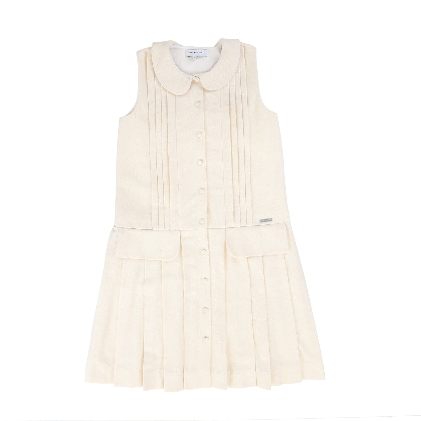 JESSE AND JAMES CREAM HERRINGBONE PLEAT JUMPER