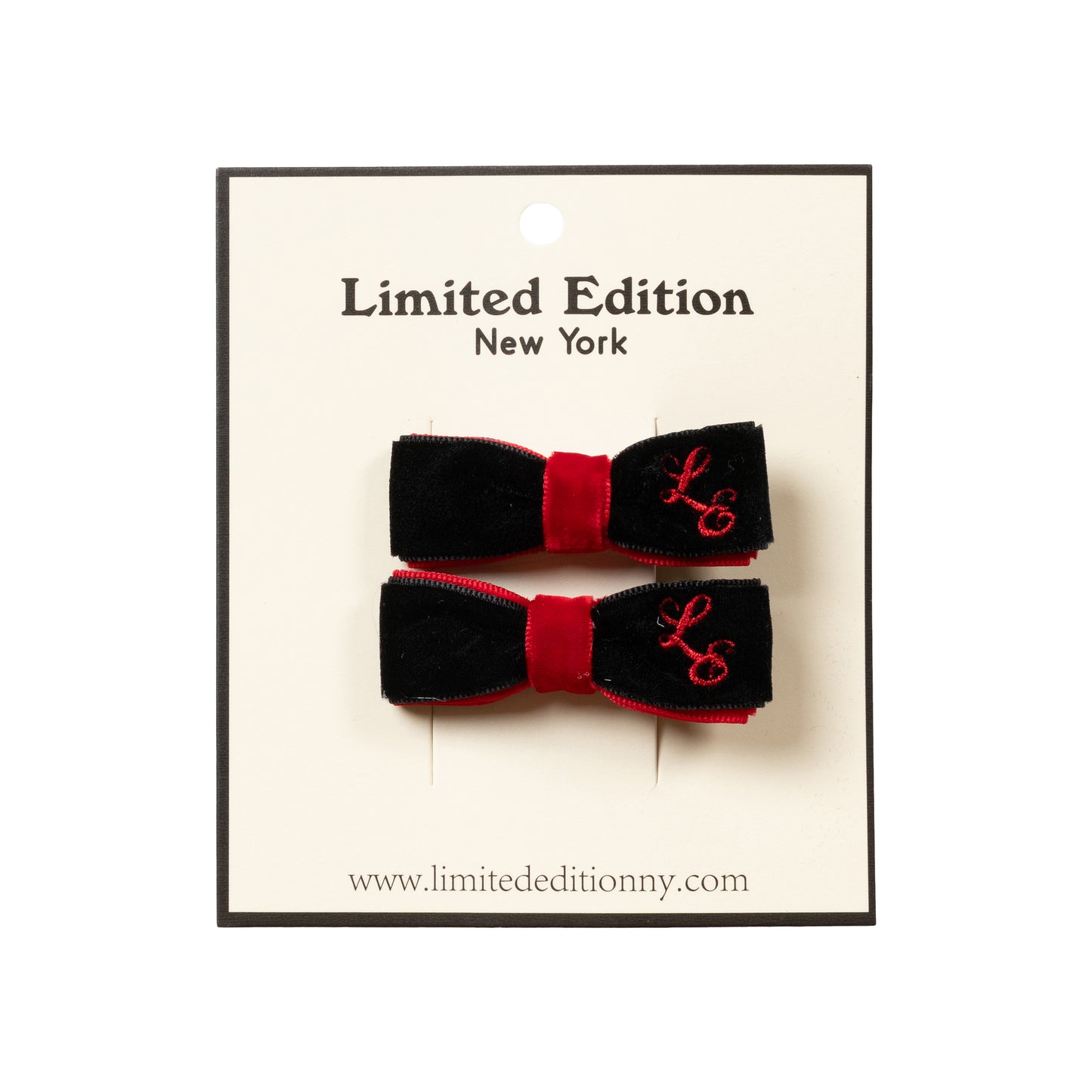 LIMITED EDITION BLACK/RED TWO TONE VELVET BOW SET