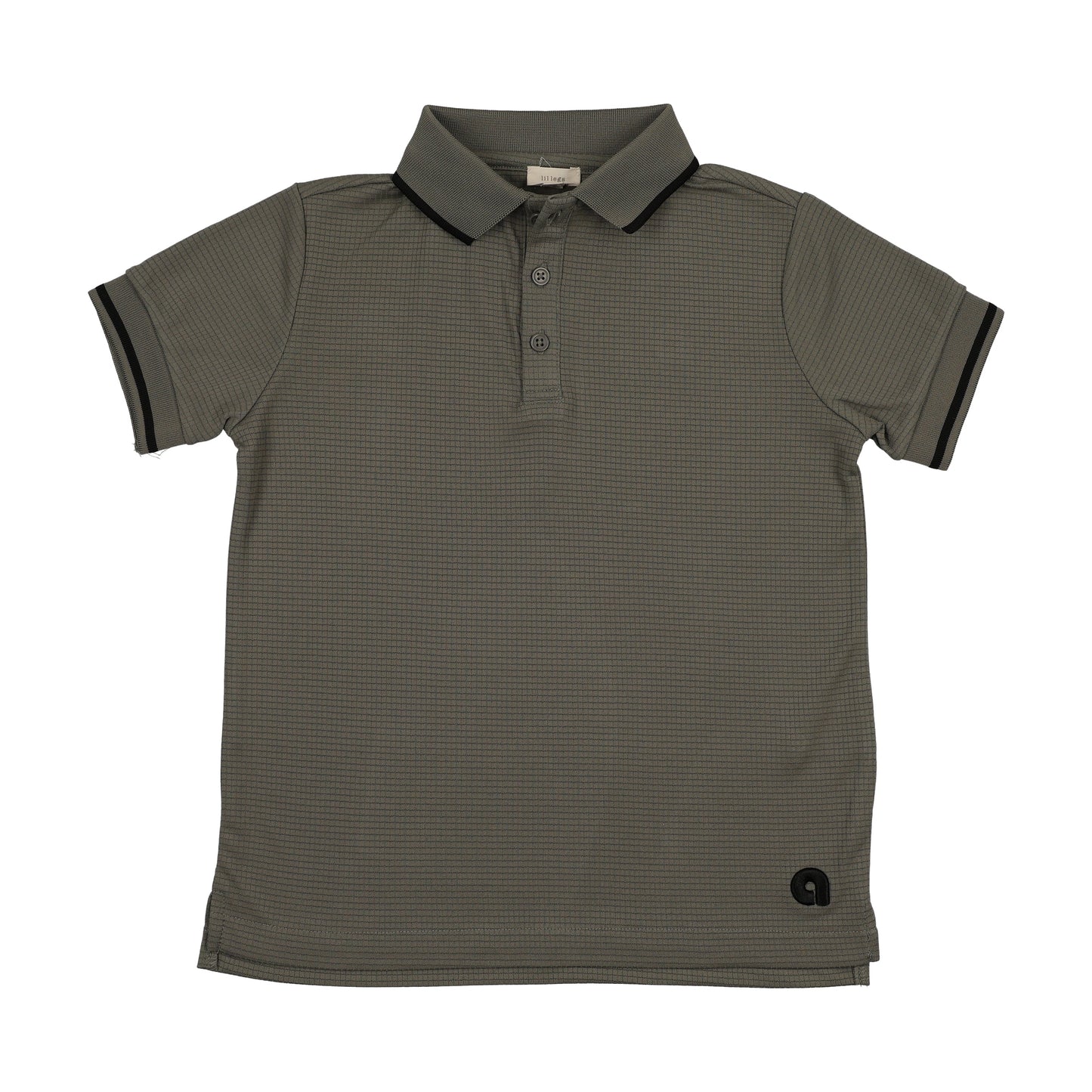 LIL LEGS OLIVE GREEN TEXTURED SPORTS SS POLO