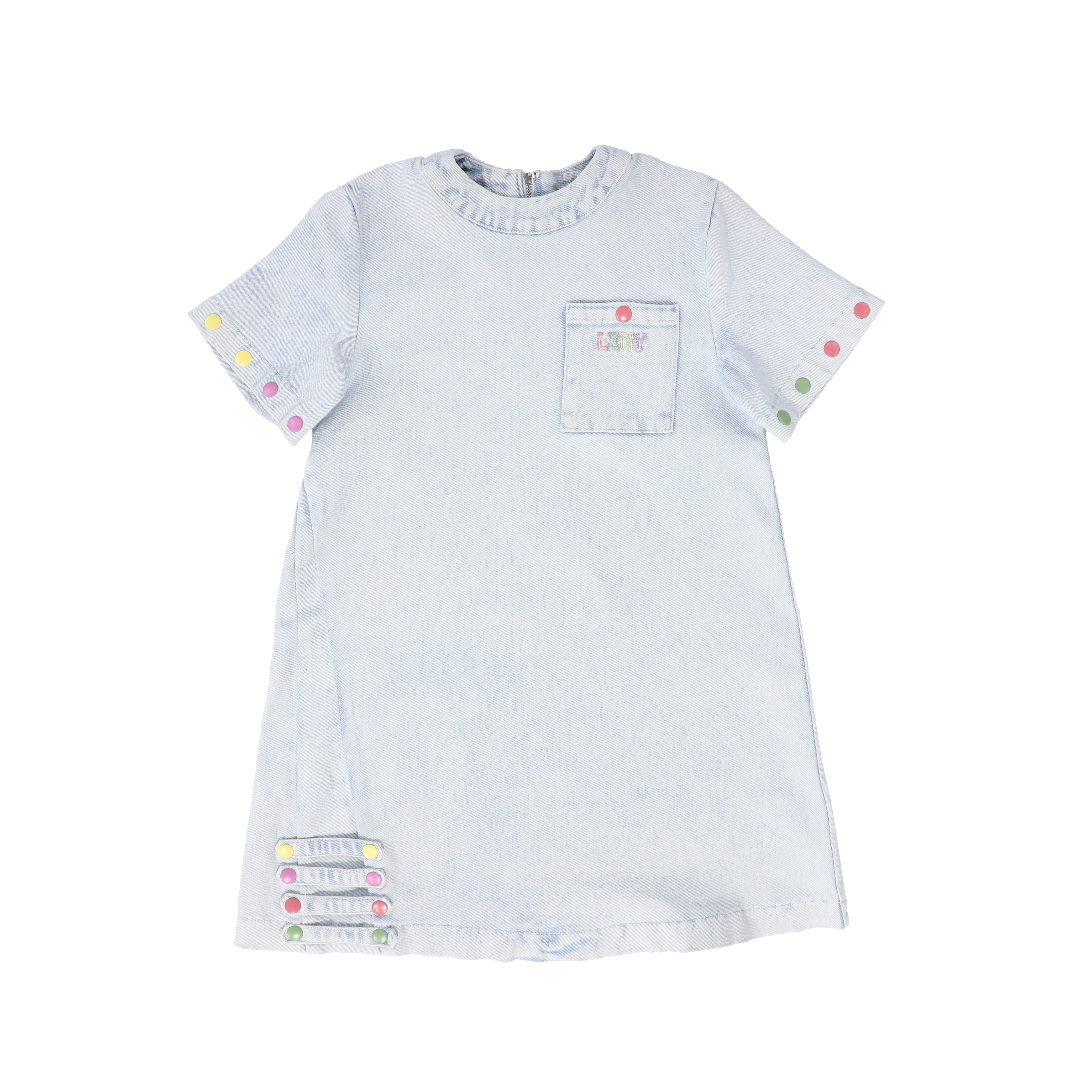 LIMITED EDITION LIGHT BLUE DENIM SNAP TRIM DRESS – Luibelle