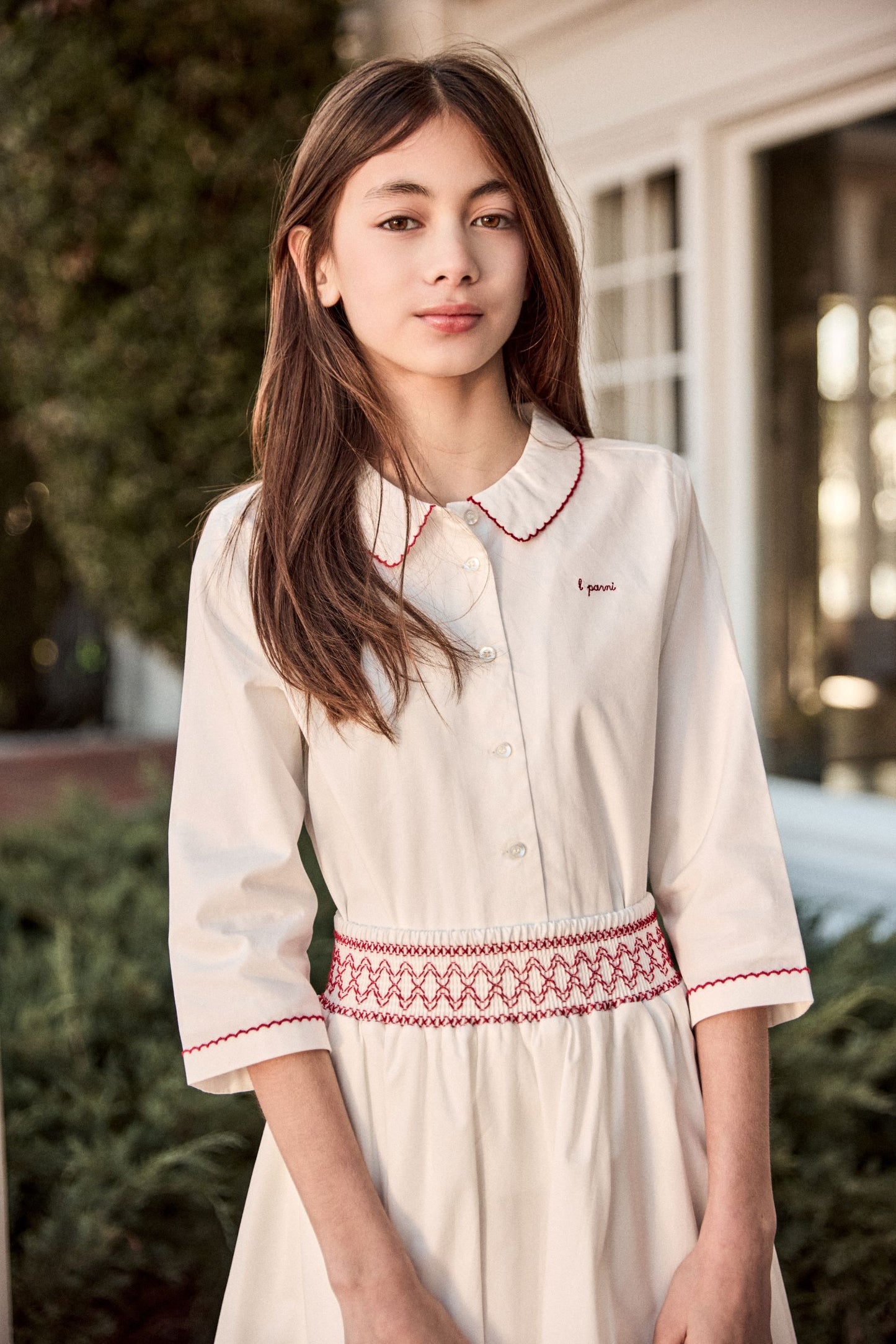 LITTLE PARNI WHITE SMOCKED BLOUSE