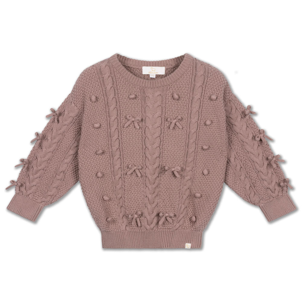 LRDM PETITS MAUVE POMPOM KNIT SWEATER