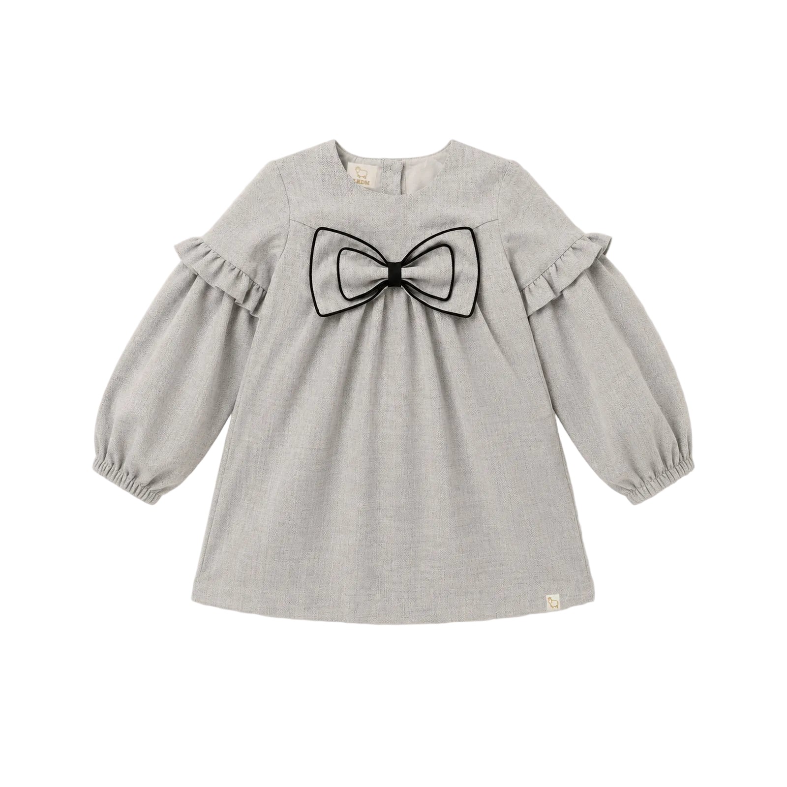 childrens grey dress LRDM PETITS GATHERED BOW – Luibelle Grey pinafore dress