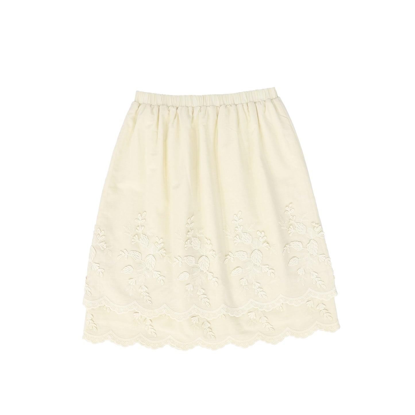 LRDM PETITS BEIGE FLOWER APPLIQUE SKIRT