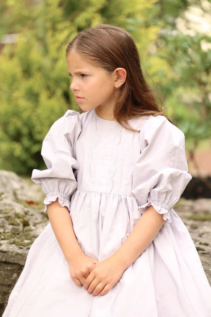 LITTLE TEMPEST LAVENDER TAFFETA SCALLOP TRIM GOWN