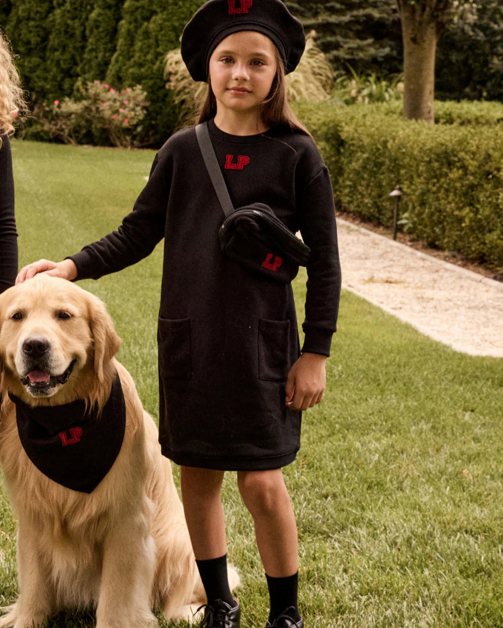 LITTLE PARNI BLACK LOGO WAISTED DRESS