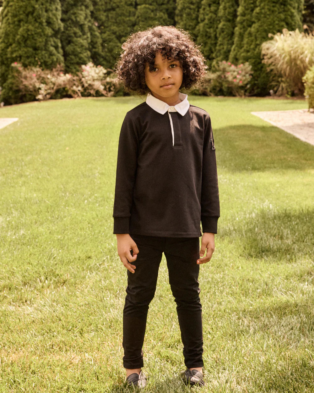 LITTLE PARNI BLACK LOGO POLO