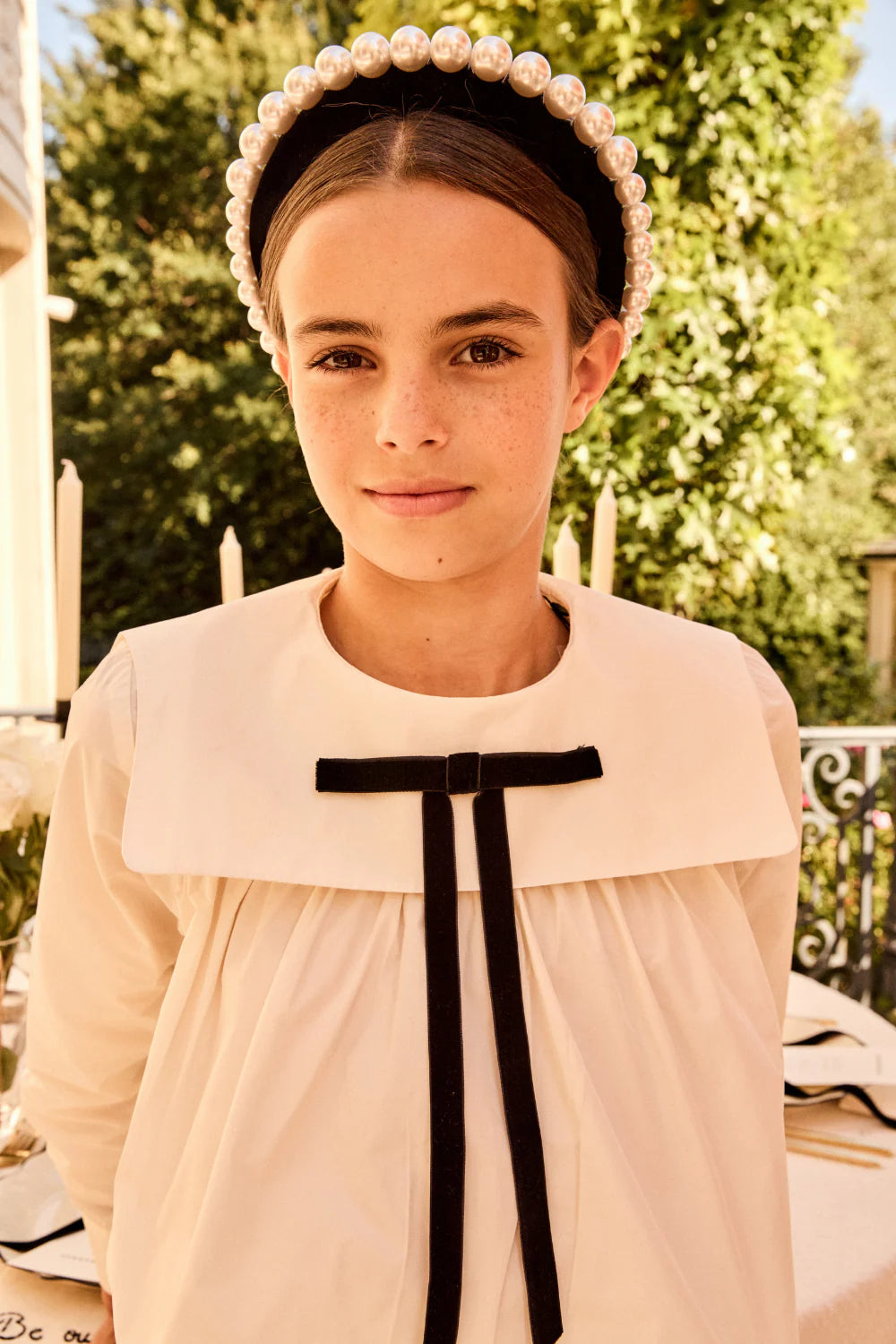 LITTLE PARNI PALE PINK BOW BLOUSE