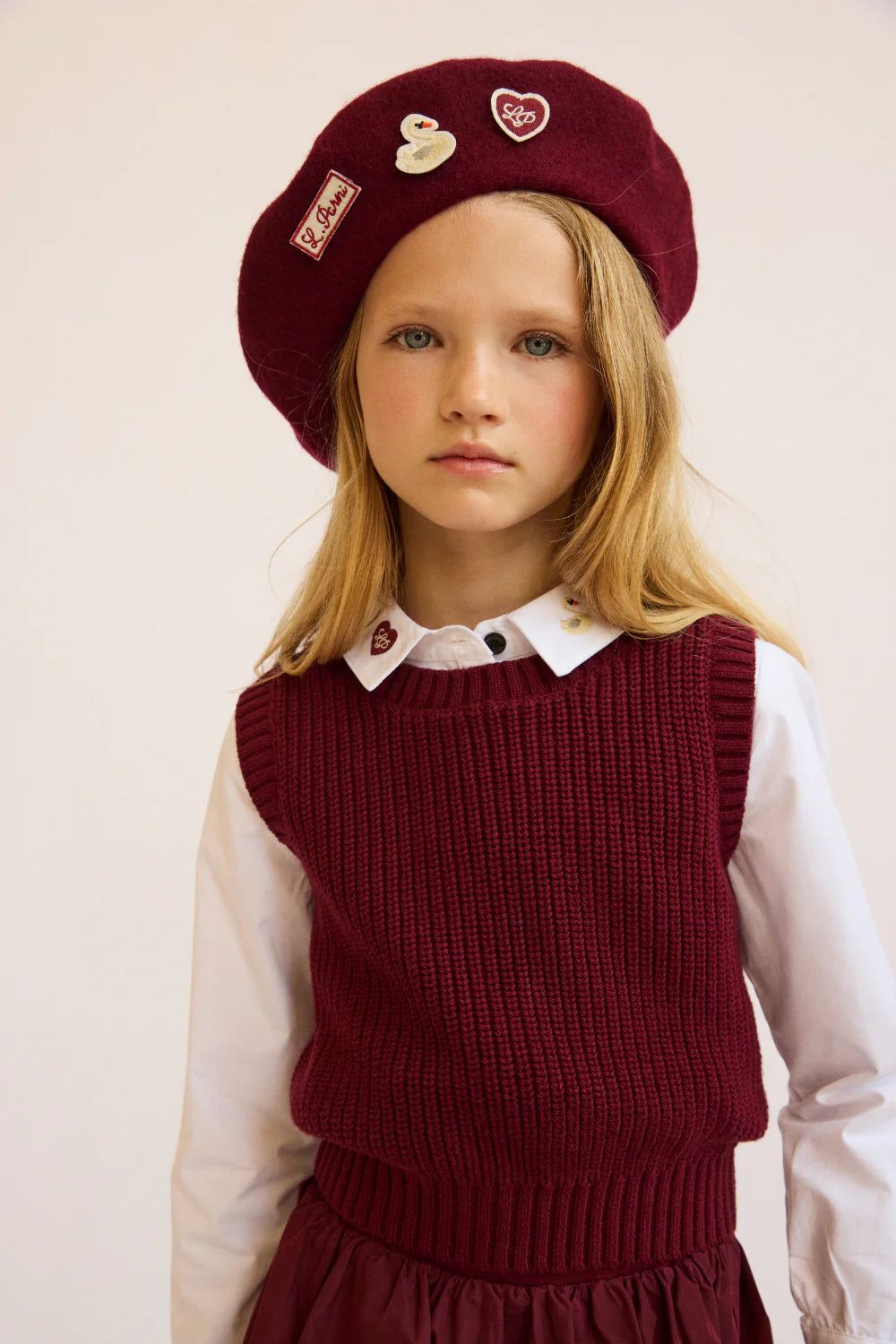 LITTLE PARNI BURGUNDY KNIT VEST