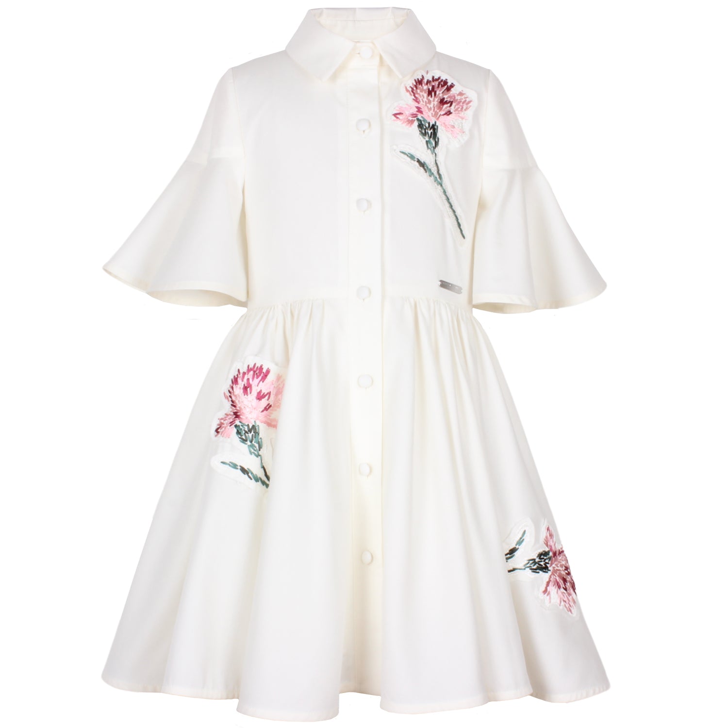 white embroidered dress floral MissJophiel V Neck Floral Embroidery Midi Black Dress with Sleeves Black / Floor Length / Custom Size/ Plus Size main image 0
