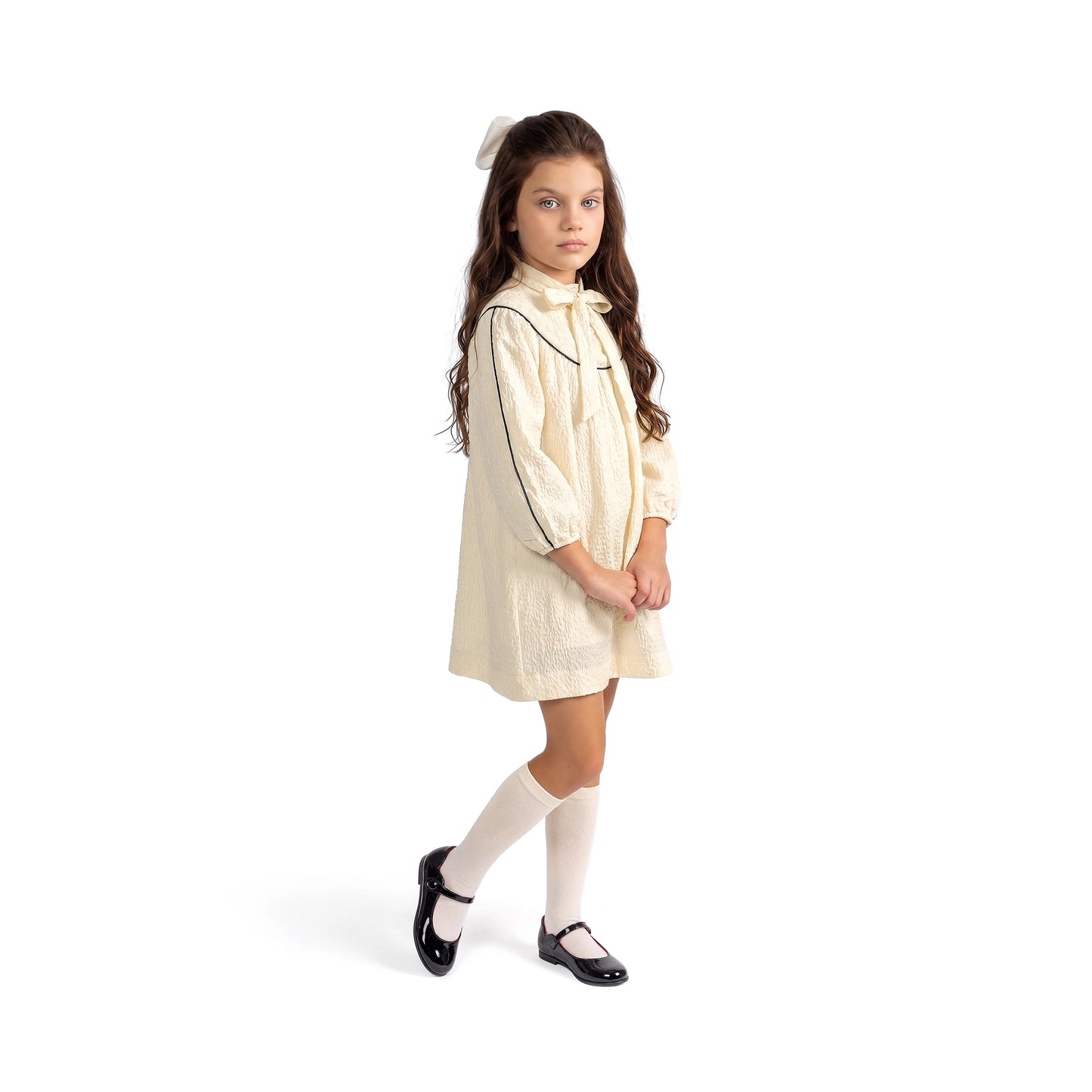 PUVU PIOR IVORY WAFFLE KNIT DRESS