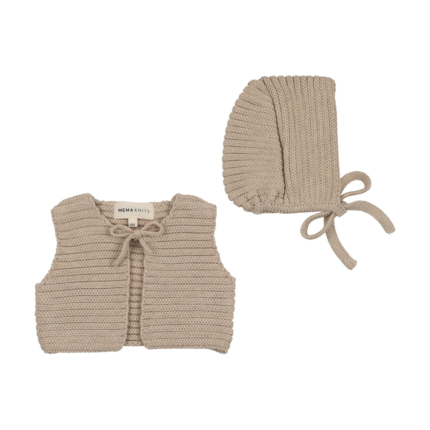 MEMA BEIGE KNIT VEST + BONNET