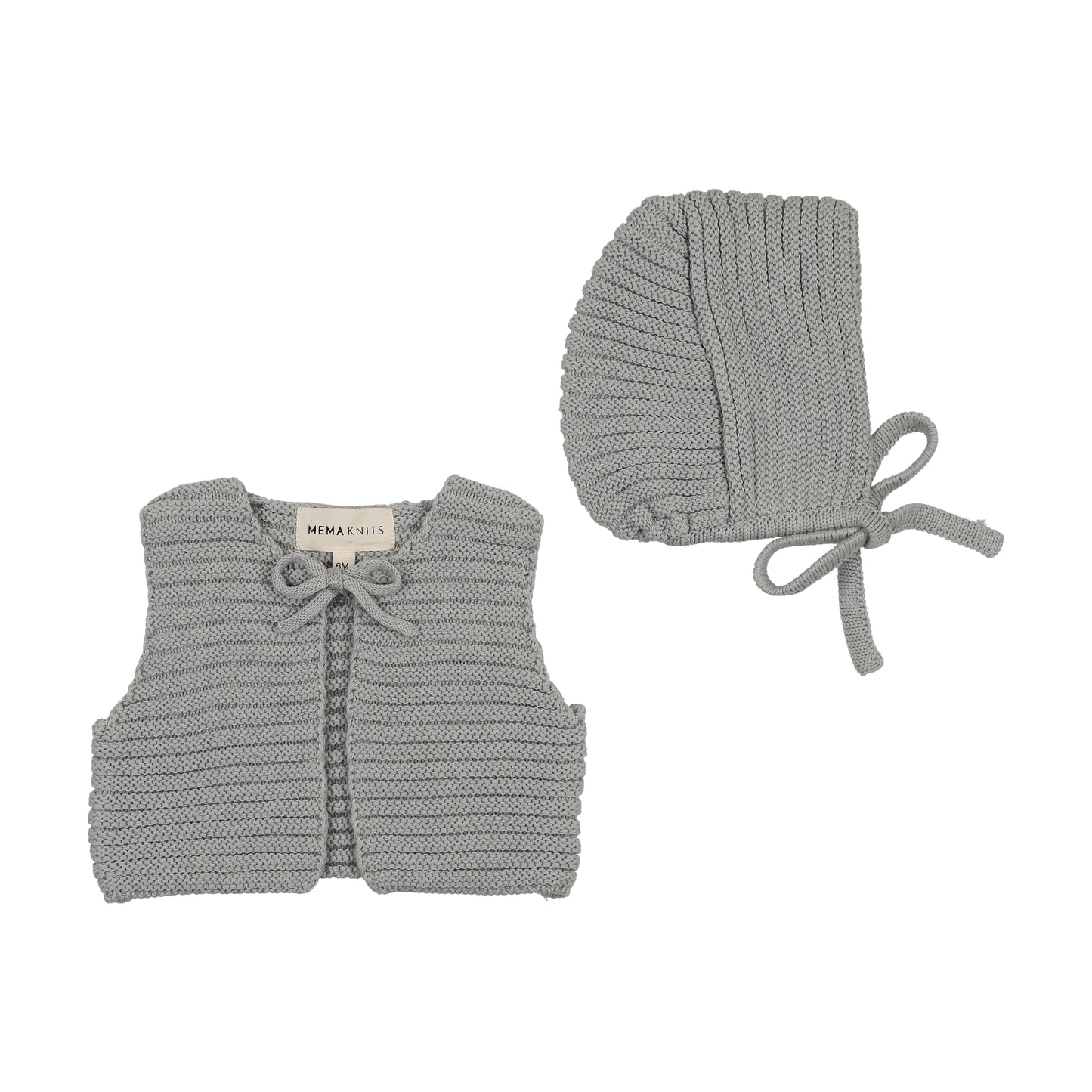 MEMA KNITS BLUE KNIT VEST + BONNET