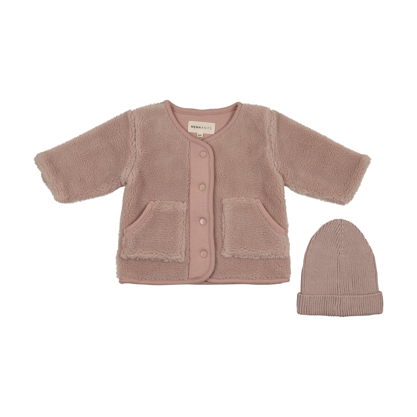 MEMA ROSE SHERPA JACKET + BEANIE