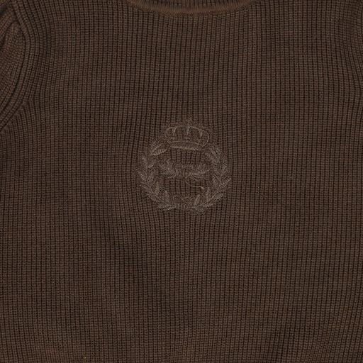 LILOU BROWN PUFF SHOULDER TURTLENECK SWEATER