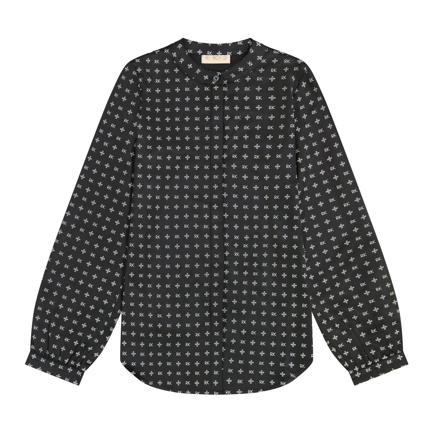 RETRO KID BLACK/CREAM PRINT SILK BLOUSE