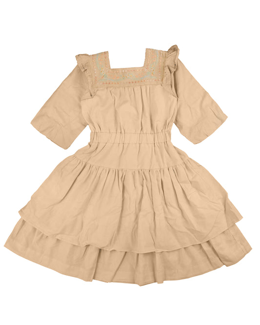 NOMA TAN EMBROIDERED DETAIL DRESS [FINAL SALE]