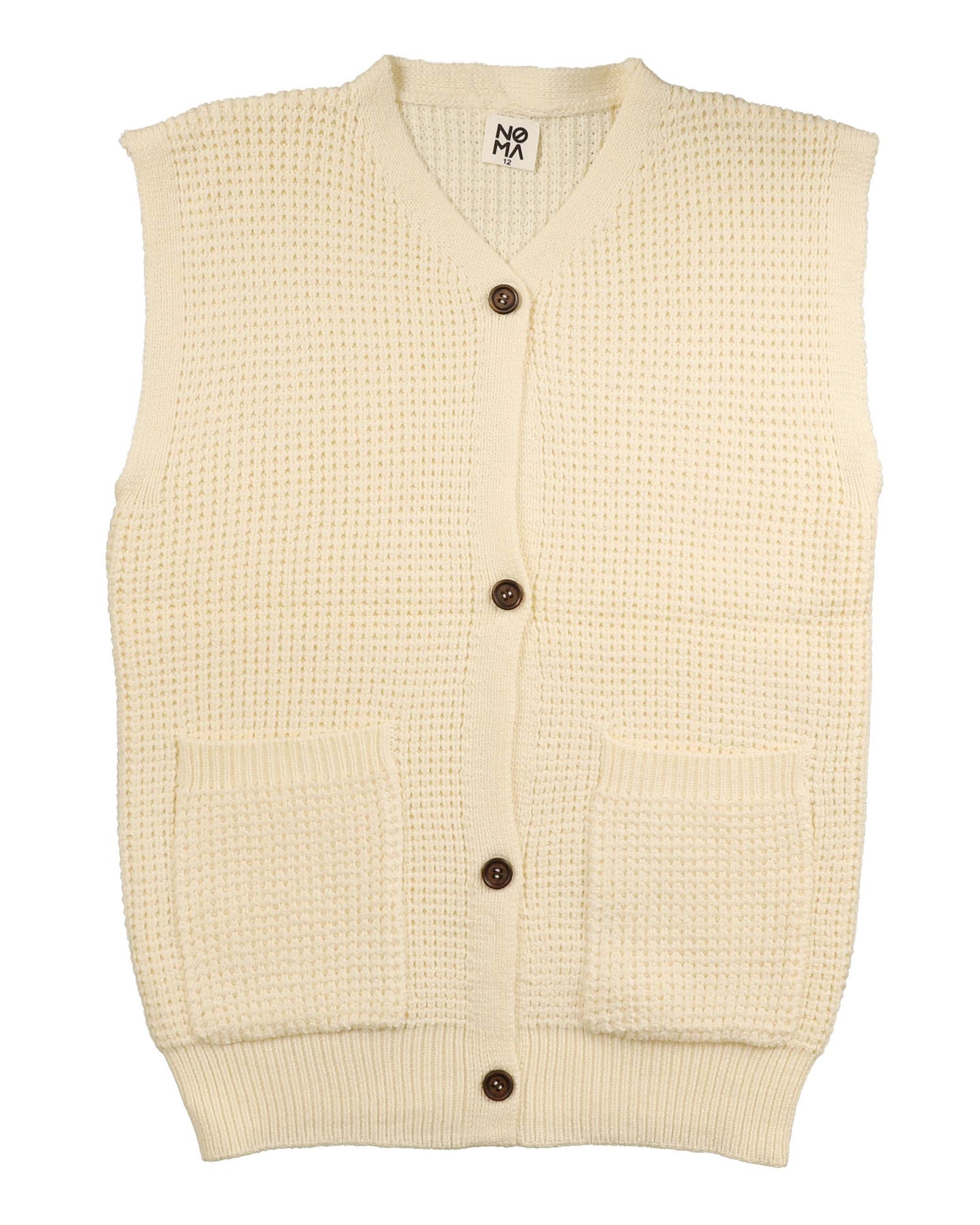 NOMA CREAM WAFFLE V NECK VEST