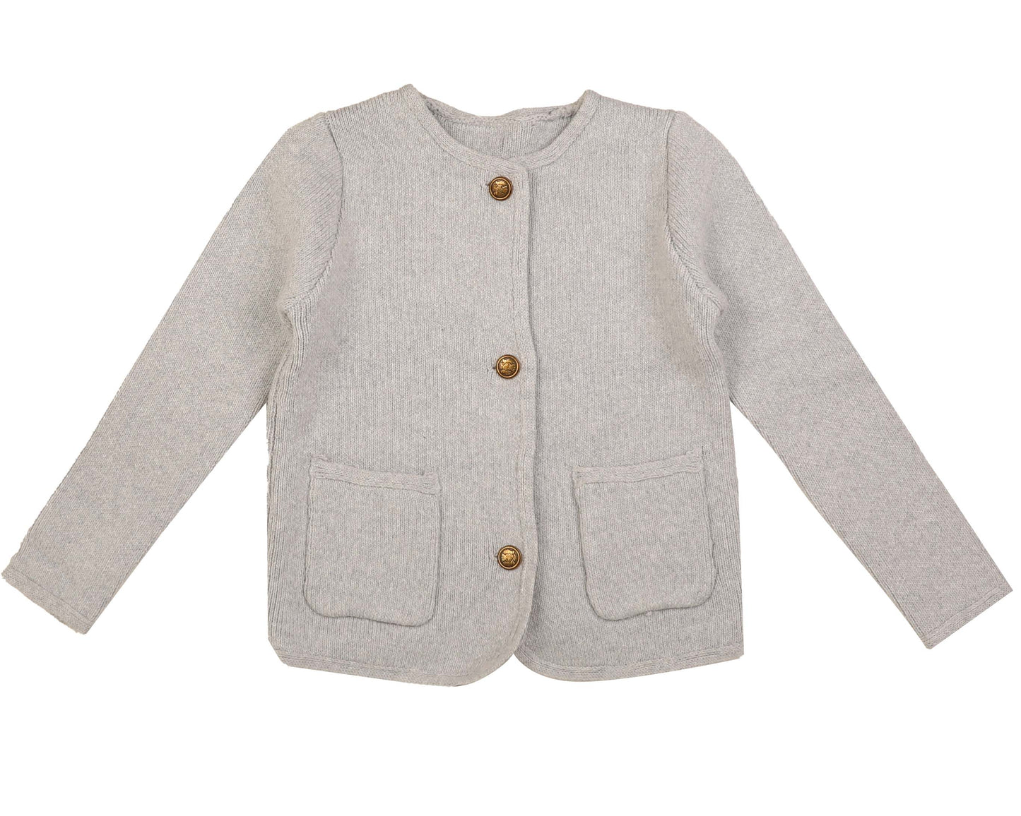 NOMA LIGHT GREY GOLD BUTTON KNIT JACKET