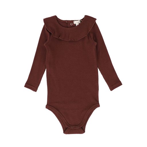 LIL LEGS BURGUNDY RUFFLE ONESIE