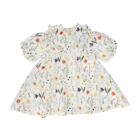 NOMA IVORY FLORAL PUFF SLEEVE DRESS [FINAL SALE]