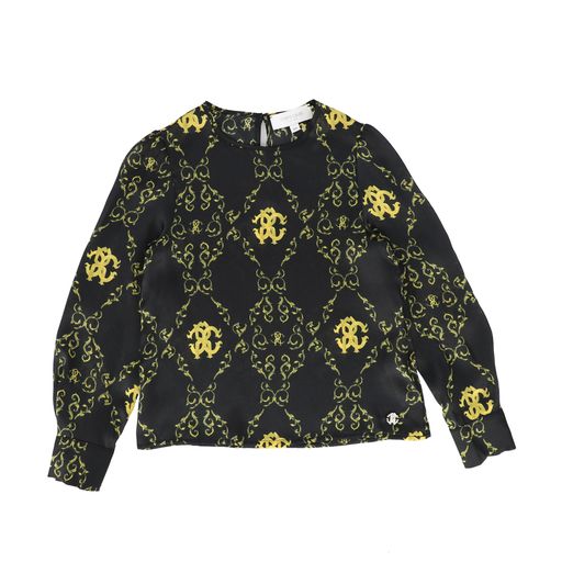 ROBERTO CAVALLI BLACK BAROQUE PRINT TOP