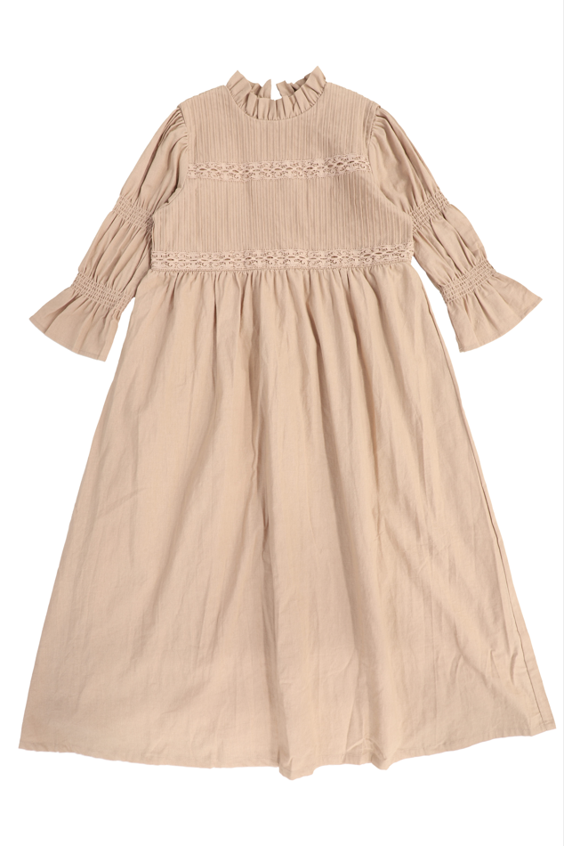 MINIMAL MAUVE LINEN BUBBLE SLEEVE MIDI DRESS FINAL SALE Luibelle