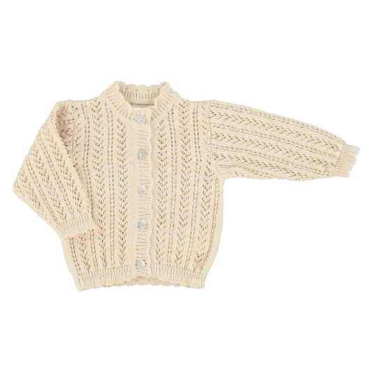 BEBE ORGANIC TAUPE CUT OUT KNIT CARDIGAN