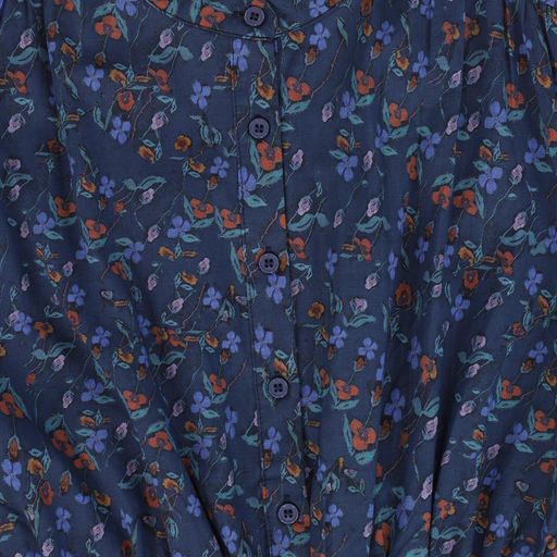 MINIMAL BLUE FLORAL BUTTON DRESS