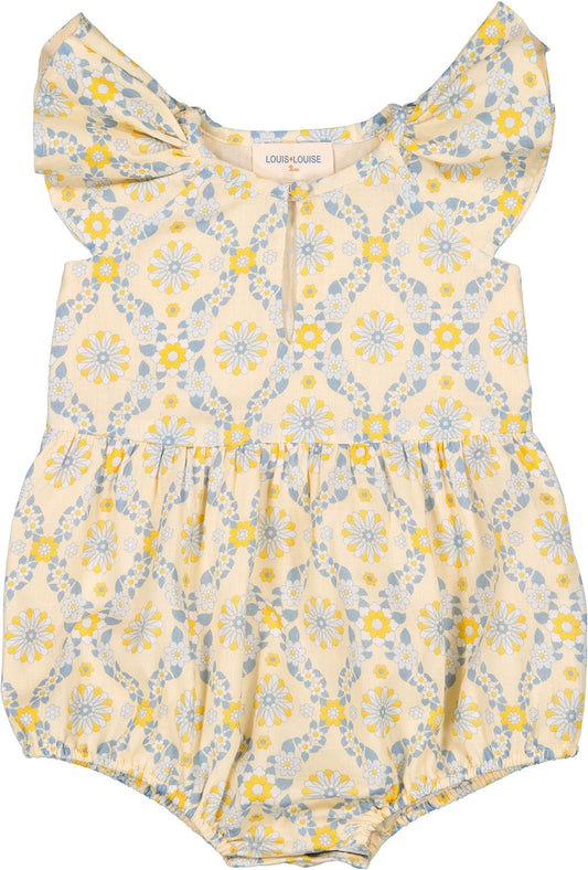 LOUIS LOUISE YELLOW AND BLUE FLOWER DESIGN ROMPER