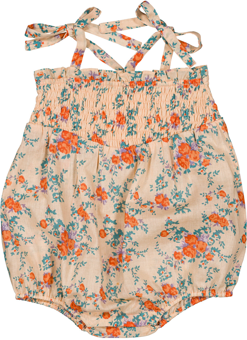 LOUIS LOUISE ORANGE FLORAL SMOCKED ROMPER