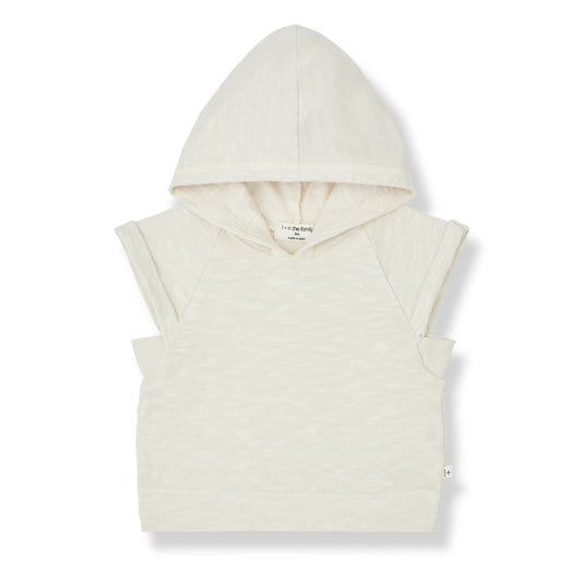1 + IN THE FAMILY IVORY SLEEVELESS HOODED TEE [FINAL SALE]