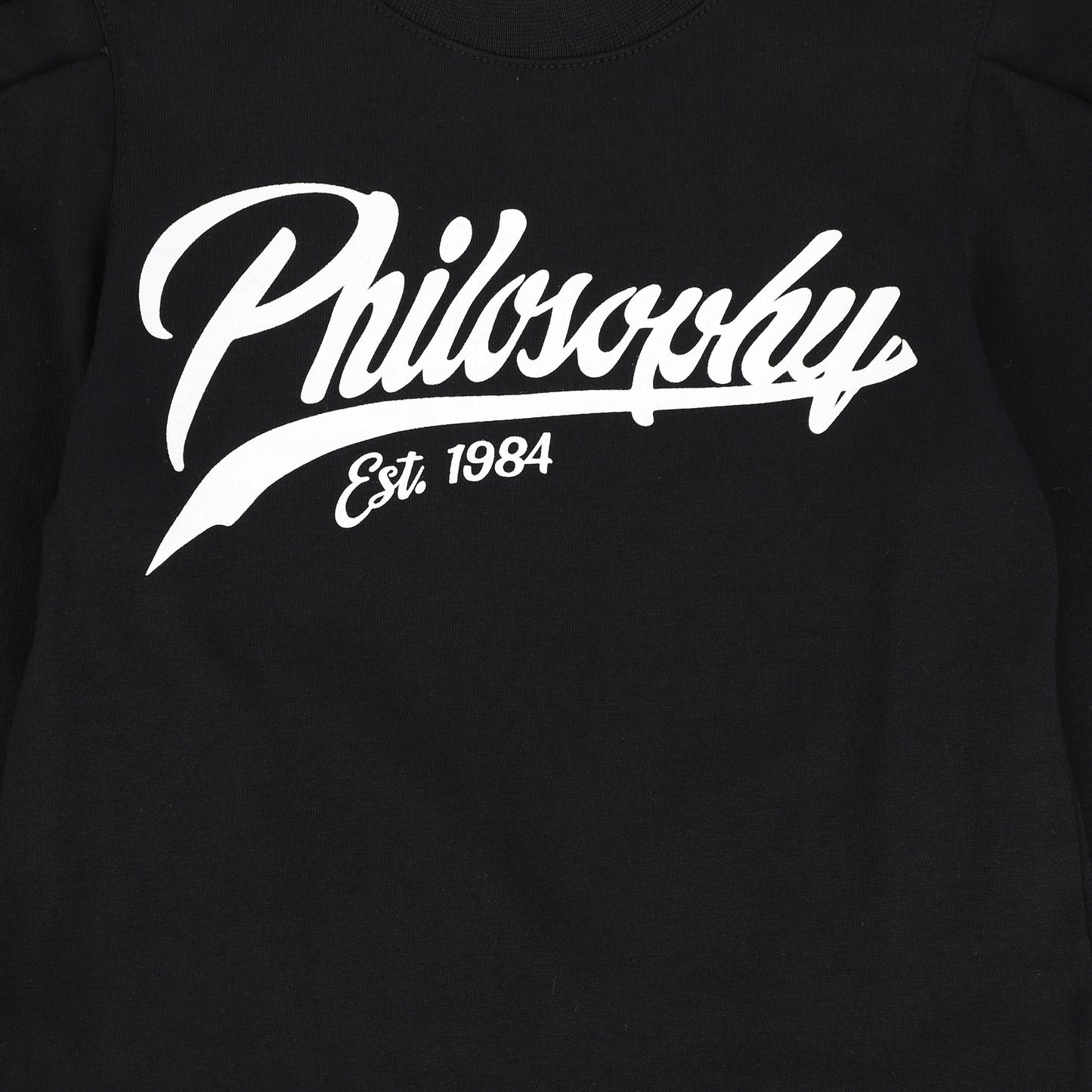 PHILOSOPHY BLACK LOGO PRINT PUFF SLEEVE TEE